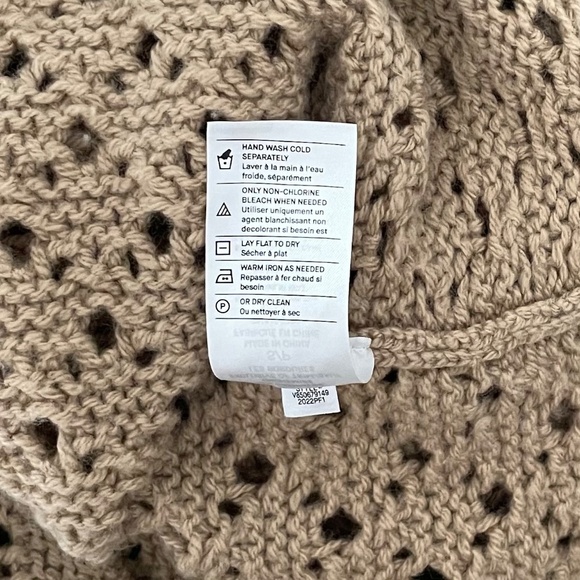 VINCE Crochet Cardigan Sweater Cashmere Wool Amber Light Cropped Knitwear Small - Picture 14 of 15